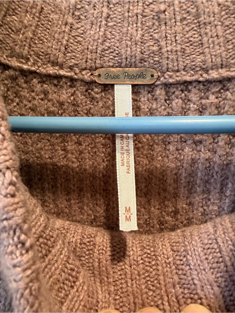 Free People Mauve Ribbed Cowl Neck Sweater